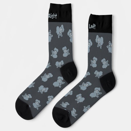 Graue Elephant Cartoon Pattern Socks Socken (Linkes Detail)