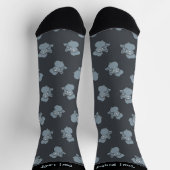 Graue Elephant Cartoon Pattern Socks Socken (Oben)