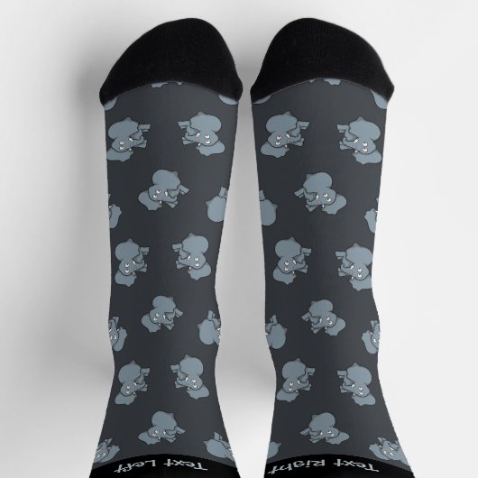 Graue Elephant Cartoon Pattern Socks Socken (Oben)