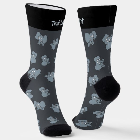 Graue Elephant Cartoon Pattern Socks Socken (Gewinkelt)