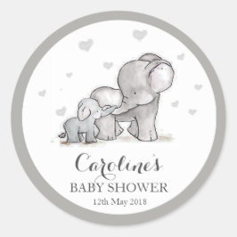 Graue Elephant Liebe Blue Baby Shower Sticker 