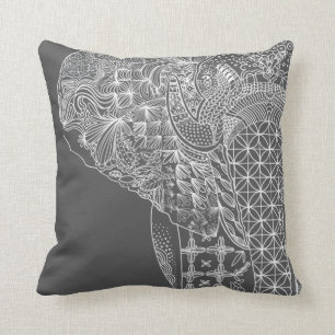 Graue Elephant Pattern Throw Pillo Kissen