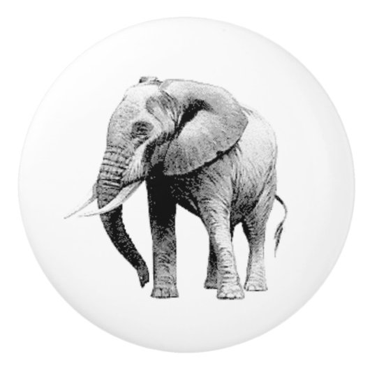 Graue Elephant realistische Grafik Keramikknauf (Vorderseite)