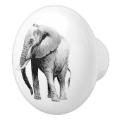 Graue Elephant realistische Grafik Keramikknauf (Rechts)