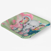 Graue Elephant Sewn Floral Patchwork Kinderdusche Pappteller (Gewinkelt)