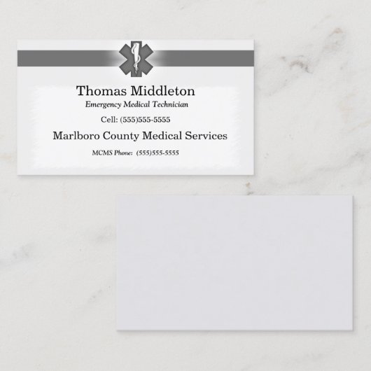 Graue EMS/EMT-Kontaktkarte Visitenkarte (Vorne/Hinten)