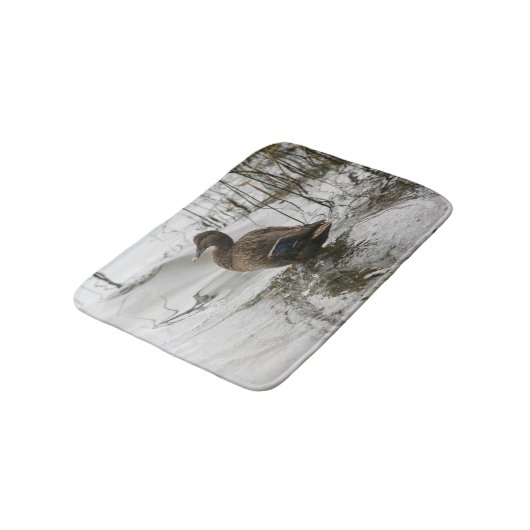 Graue Ente im Dunkeln des Sees Badematte (Schrägansicht)