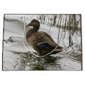 Graue Ente im Dunkeln des Sees Große Geschenktüte (Vorderseite)