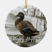 Graue Ente im Dunkeln des Sees Keramik Ornament (Vorne)