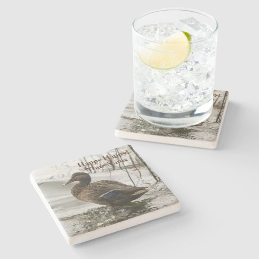 Graue Ente im Dunkeln des Sees Steinuntersetzer (Seitenansicht)