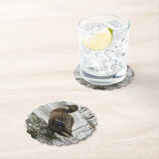 Graue Ente im Dunkeln des Sees Untersetzer (Vor Ort)