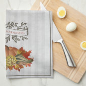 Graue Erntedank Pumpkins und Squash Geschirrtuch (Viertel Falte)