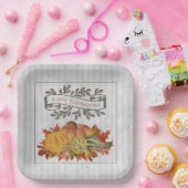 Graue Erntedank Pumpkins und Squash Pappteller (Party)