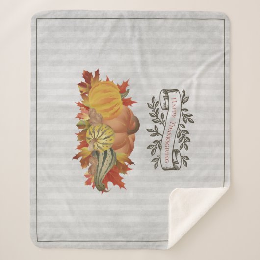 Graue Erntedank Pumpkins und Squash Sherpadecke (Vorderseite)
