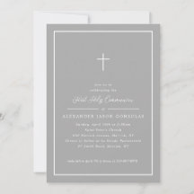 Graue erste heilige Kommunion Pink Cross Simple Fr