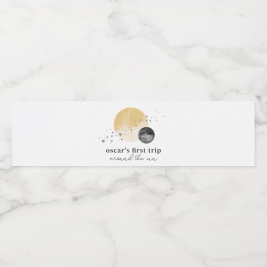 Graue erste Reise um die Sonne Wasserflaschenetikett (Einzelnes Label)