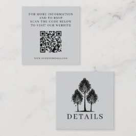 Graue Eschenbaum-Hochzeits-QR Begleitkarte