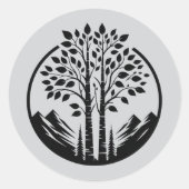 Graue Espenhochzeit Runder Aufkleber (Vorderseite)