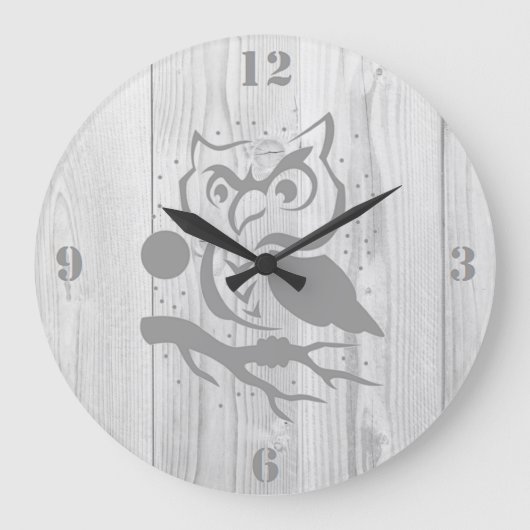 Graue Eulen-Wanduhr Große Wanduhr (Vorderseite)