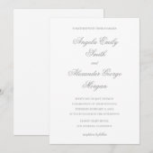 Graue Extravagante Script Calligrafy Wedding Einladung (Vorne/Hinten)