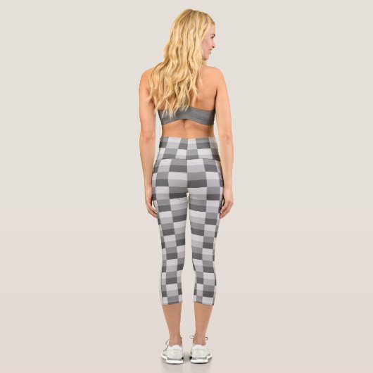 Graue Farbblöcke Capri Leggings (Rückseite)