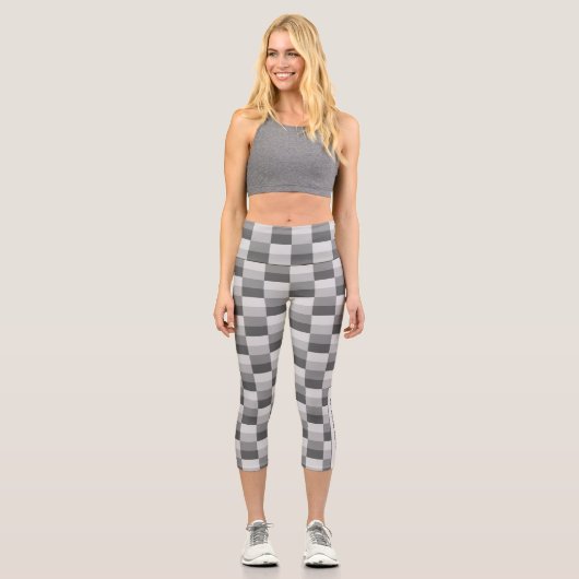 Graue Farbblöcke Capri Leggings (Vorderseite)