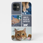 Graue Farbblockkatzenkatze Monogramm Pfosten Case-Mate iPhone Hülle (Rückseite)