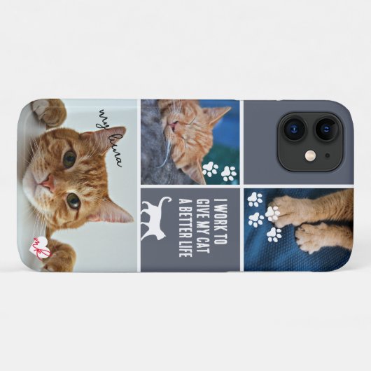 Graue Farbblockkatzenkatze Monogramm Pfosten Case-Mate iPhone Hülle (Rückseite (Horizontal))