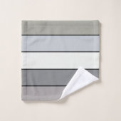 Graue Farbtöne mit schwarzen Streifen auf Aquarell Badhandtuch Set (Waschlappen)