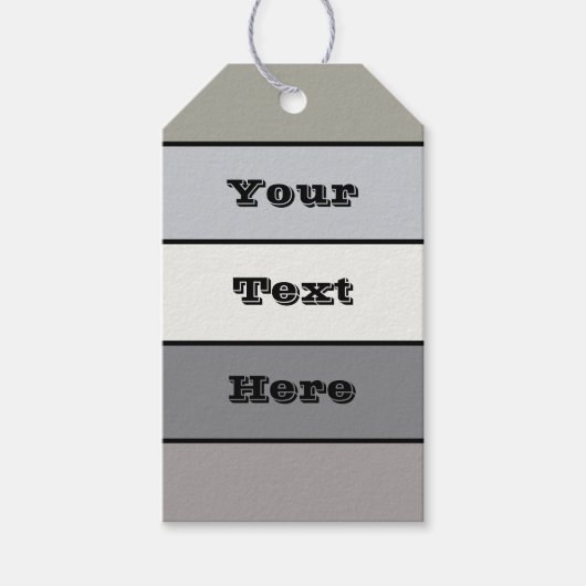 Graue Farbtöne mit schwarzen Streifen auf Aquarell Geschenkanhänger (Vorderseite)