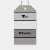 Graue Farbtöne mit schwarzen Streifen auf Aquarell Geschenkanhänger (Rückseite)