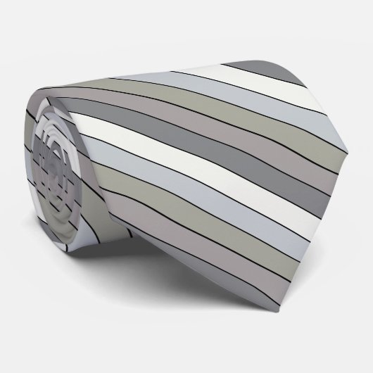 Graue Farbtöne mit schwarzen Streifen auf Aquarell Krawatte (Gerollt)