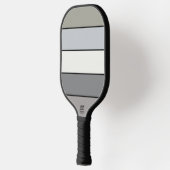 Graue Farbtöne mit schwarzen Streifen auf Aquarell Pickleball Schläger (Links)