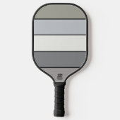 Graue Farbtöne mit schwarzen Streifen auf Aquarell Pickleball Schläger (Rückseite)