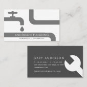 Graue Faucet & Pipes Plumbing Visitenkarte (Vorne/Hinten)