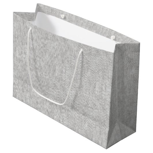Graue Faux-Linene-Hochzeit Große Geschenktüte (Vorderseite Schrägansicht)