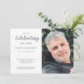 Graue Feier mit Foto Beerdigung Einladung (Stehend Vorderseite)