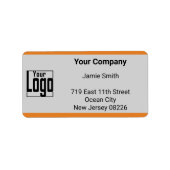 Graue Firmenadresse für das Orange Border Custom L Adressaufkleber (Vorne)