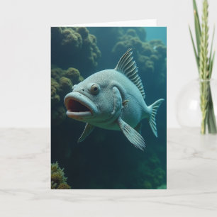 Graue Fisch-Illustrationskarte Karte