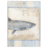 Graue Fische auf beige Hintergrund Klemmbrett (Rückseite)