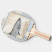 Graue Fische auf beige Hintergrund Tischtennis Schläger (Seitenansicht)