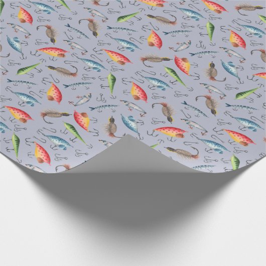 Graue Fischerei Geschenkpapier (Ecke)