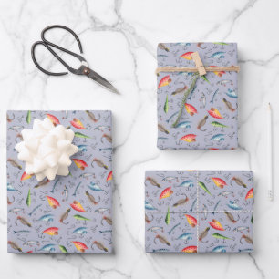 Graue Fischerei Geschenkpapier Set