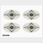 Graue Flanell-Monogramm Ovaler Aufkleber (Blatt)