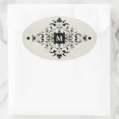 Graue Flanell-Monogramm Ovaler Aufkleber (Tasche)