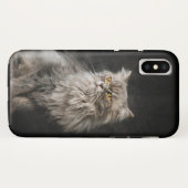 Graue flauschige Katze Case-Mate iPhone Hülle (Rückseite (Horizontal))