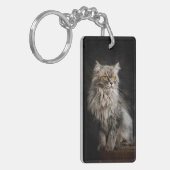 Graue flauschige Katze Schlüsselanhänger (Vorderseite links)
