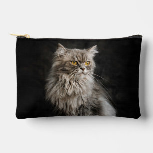 Graue flauschige Katze Zubehörtasche