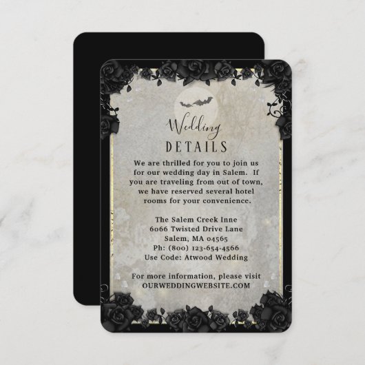 Graue Fledermäuse Gothic Halloween Matching Wed De RSVP Karte (Vorne/Hinten)