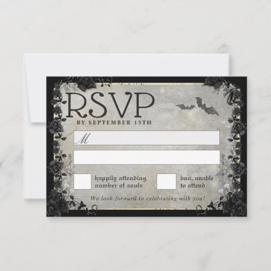 Graue Fledermäuse Gothic Matching RSVP Card Karte (Vorderseite)